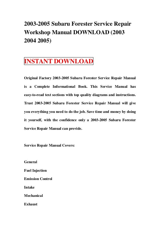 shop manual subaru