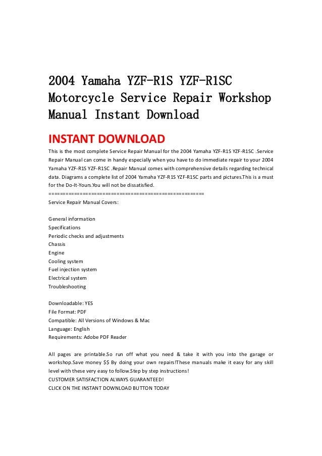 2000 R1 Workshop Manual