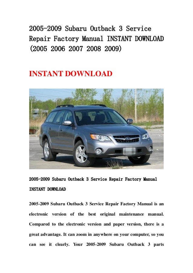 2009 Subaru Impreza Owners Manual
