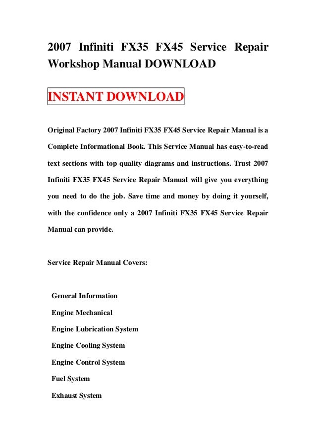 2004+Infiniti+FX35+Owner's+Manual 2007 infiniti fx35 fx45 service ...