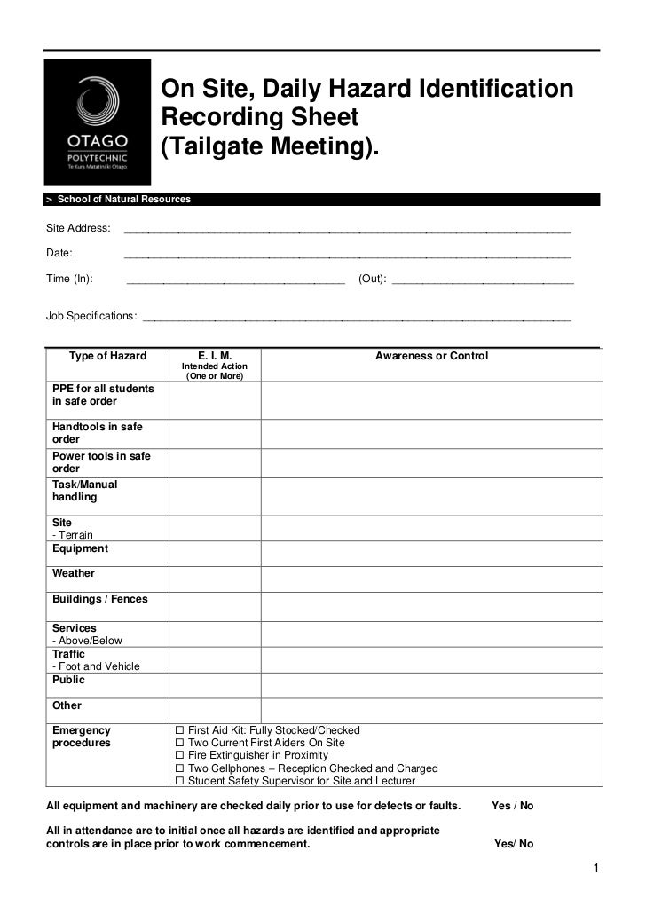 Hazard Identification Form