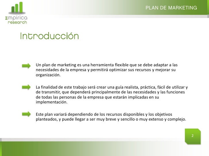 Guía para elaborar un Plan de Marketing Guía para elaborar un Plan de Marketing