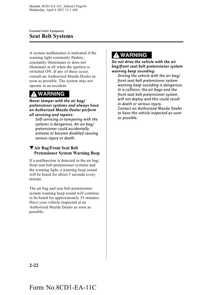 95 Mazda 6 Service Manual