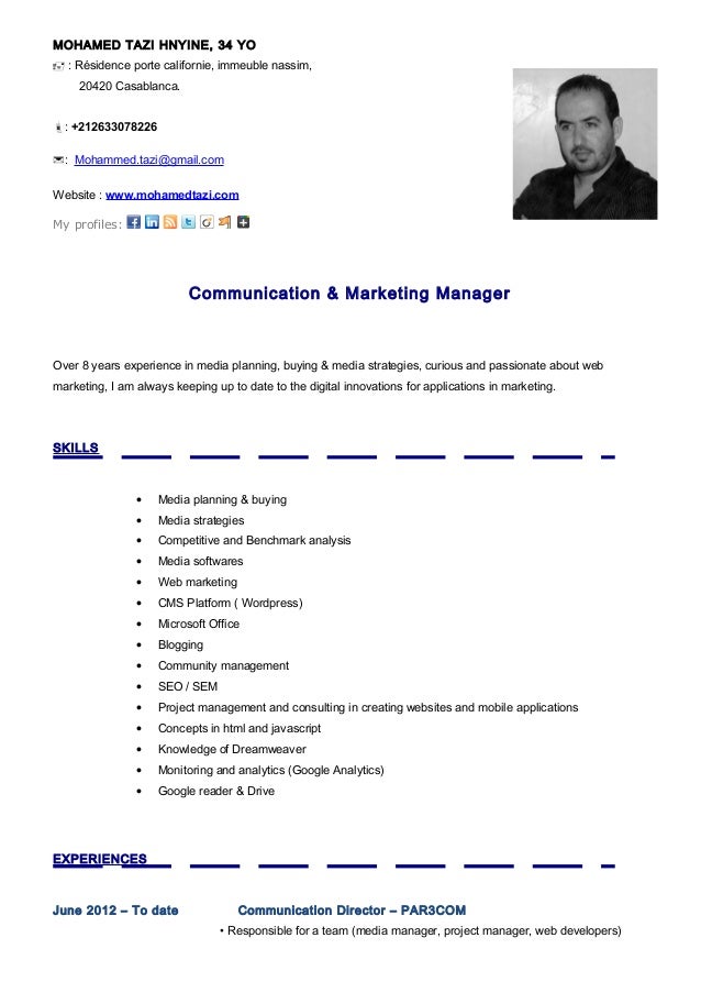 Marketing communications director resume