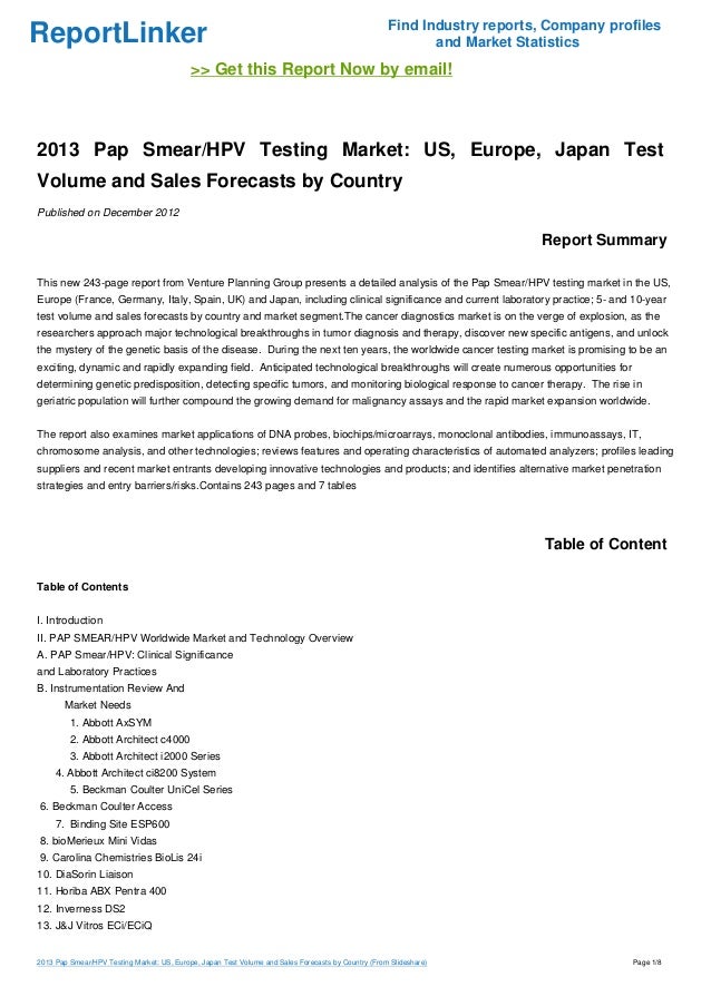 pap smear report sle 2013 pap smear hpv testing market us europe japan test pap smear report sle 2013 pap smear hpv testing market us europe japan test