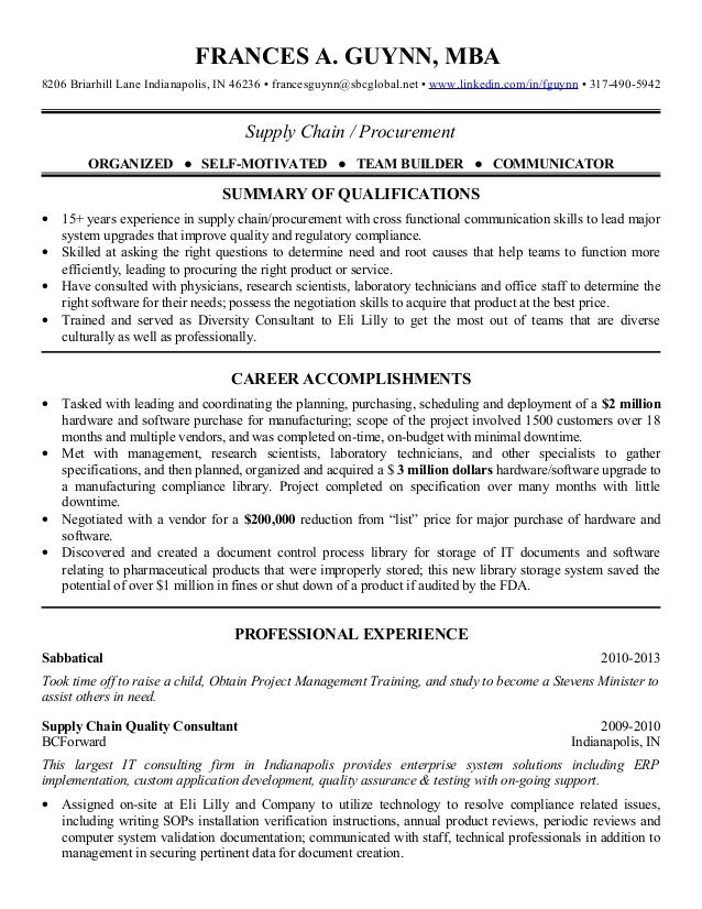 Supply chain resume template