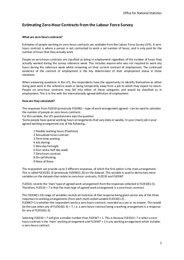 Zero Hours Contracts (ONS)
