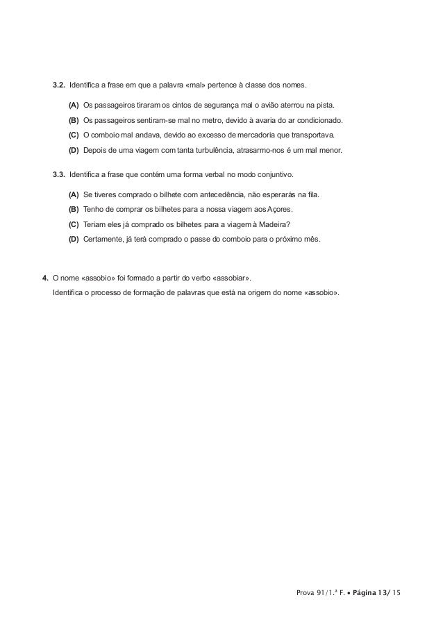 Exame portugues 9 ano 2013