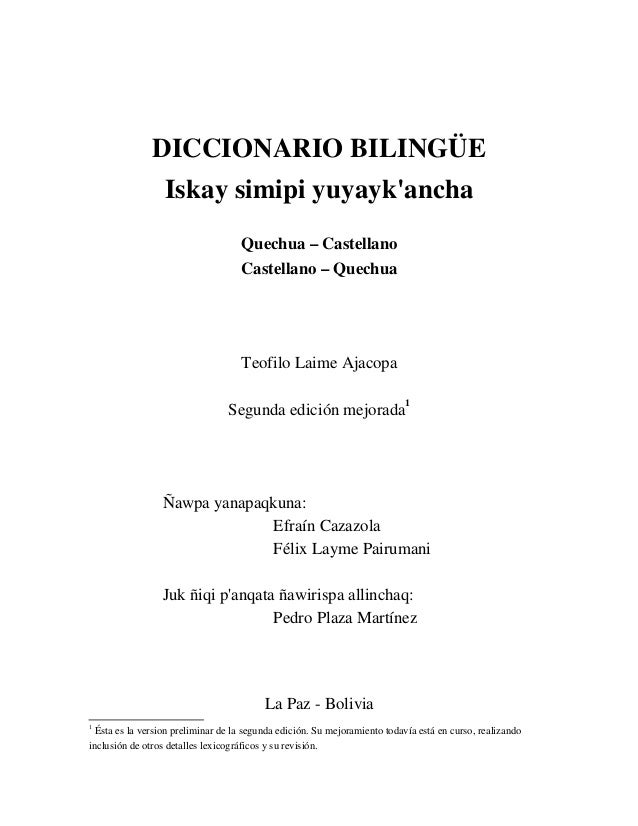 DICCIONARIO QUECHUA diccionario quechua: