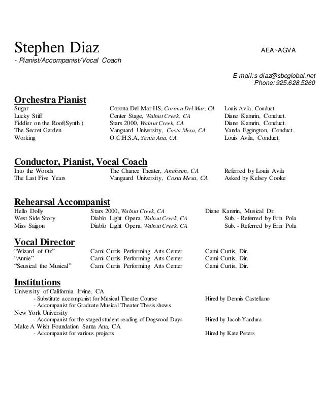 accompanist resume accompanist resume