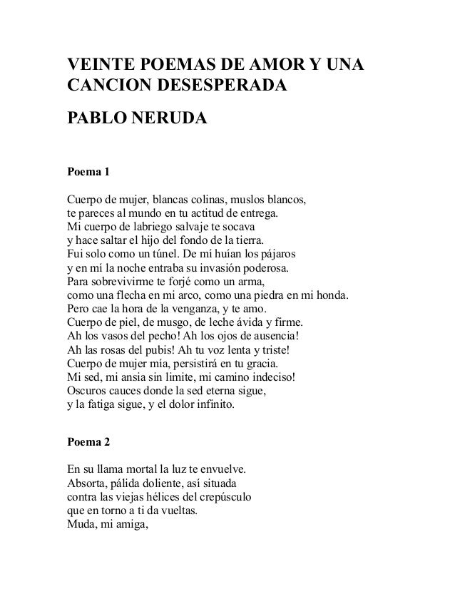 20 POEMAS DE AMOR DE 20 poemas de amor de: