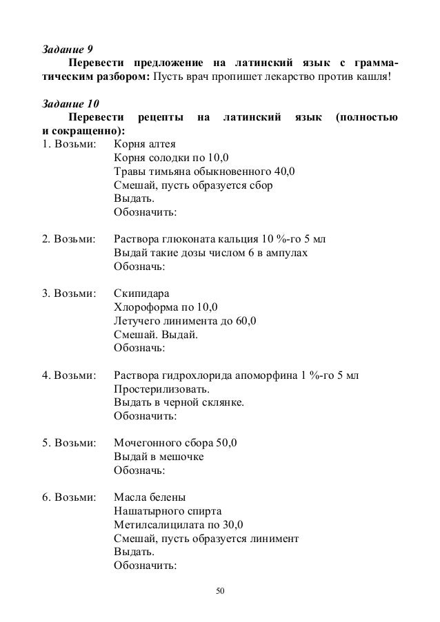 По фармакологии на латинском языке на По фармакологии на латинском языке на