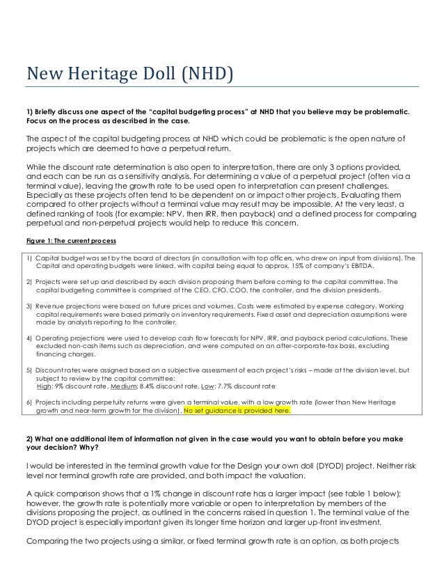 new heritage doll company capital budgeting essay Marge piercy's barbie doll: fake is the new perfect essay marge piercy's barbie doll: new heritage doll company: capital budgeting essay new heritage doll. new heritage doll company capital budgeting essay Marge piercy's barbie doll: fake is the new perfect essay marge piercy's barbie doll: new heritage doll company: capital budgeting essay new heritage doll.