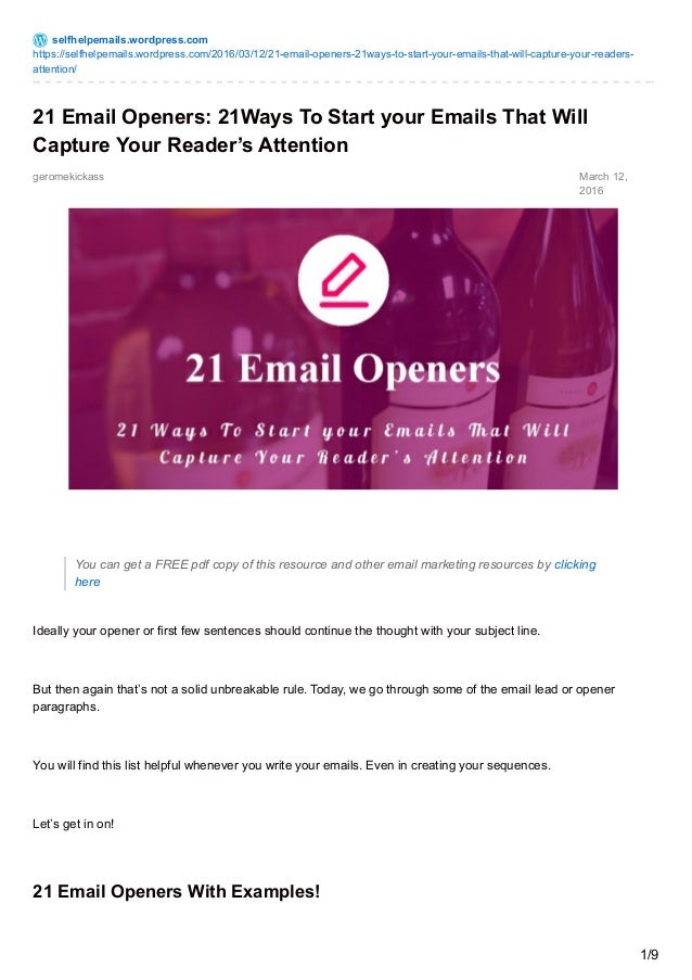 21 email openers 21 ways to start your emails that will capture your