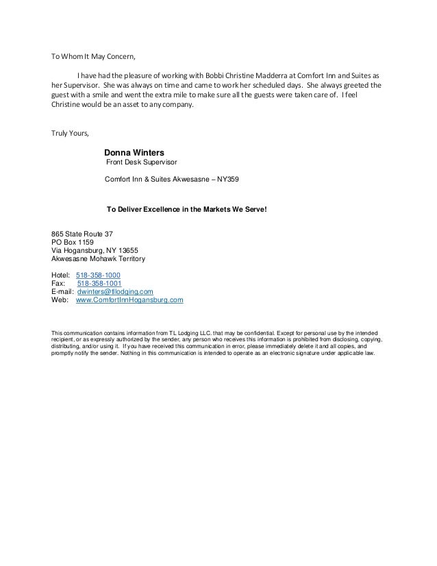 supervisor recommendation letter