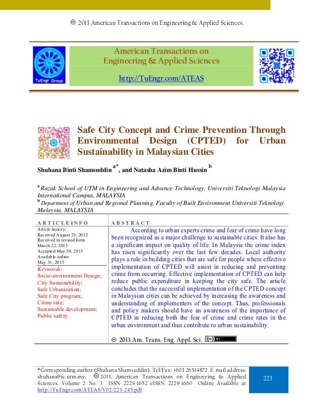 Safe City Concept and Crime Prevention Through Environmental Design