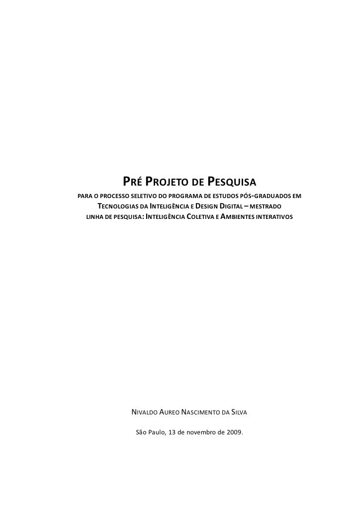 Pre projeto de artigo
