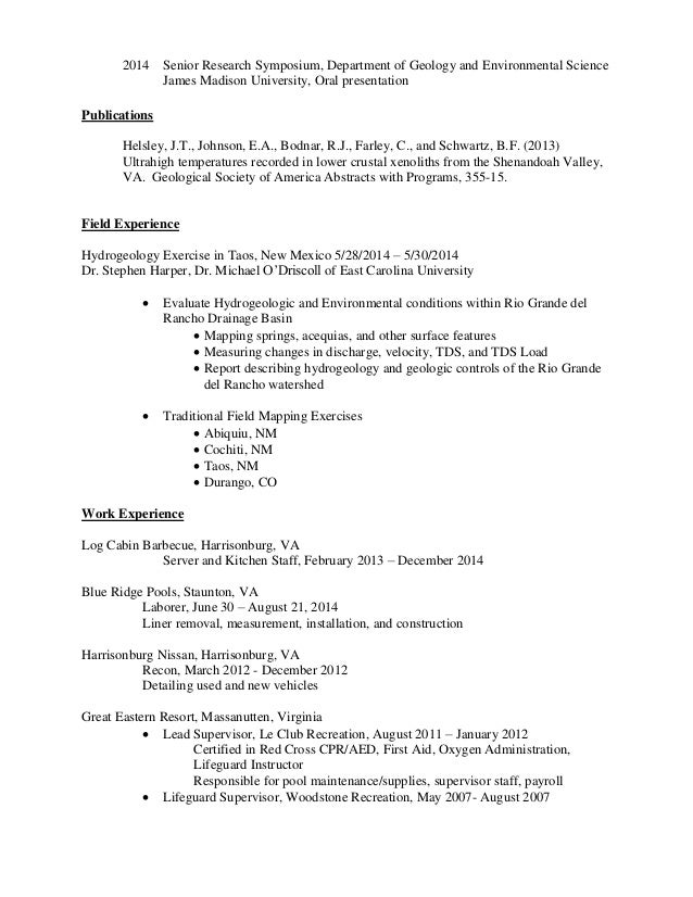 geologist resumes