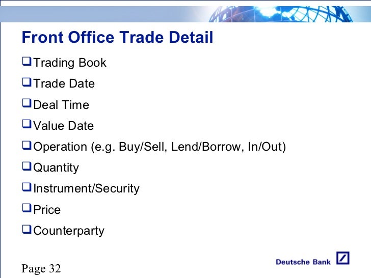 Front office trading system