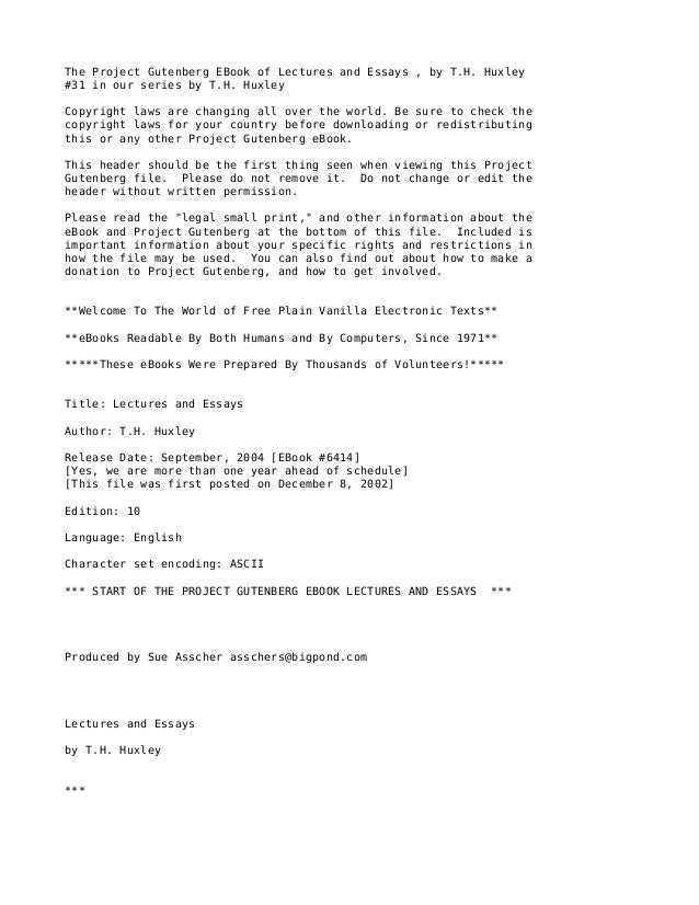 thomas henry huxley essays thomas henry huxley essays