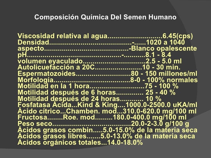 Resultado de imagen para CONSTITUCION DEL SEMEN HUMANO