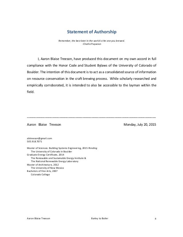 Declaration of authorship master thesis