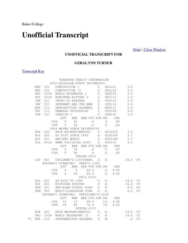 transcript-unofficial