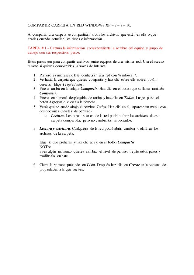 COMPARTIR CARPETA RED compartir carpeta red: