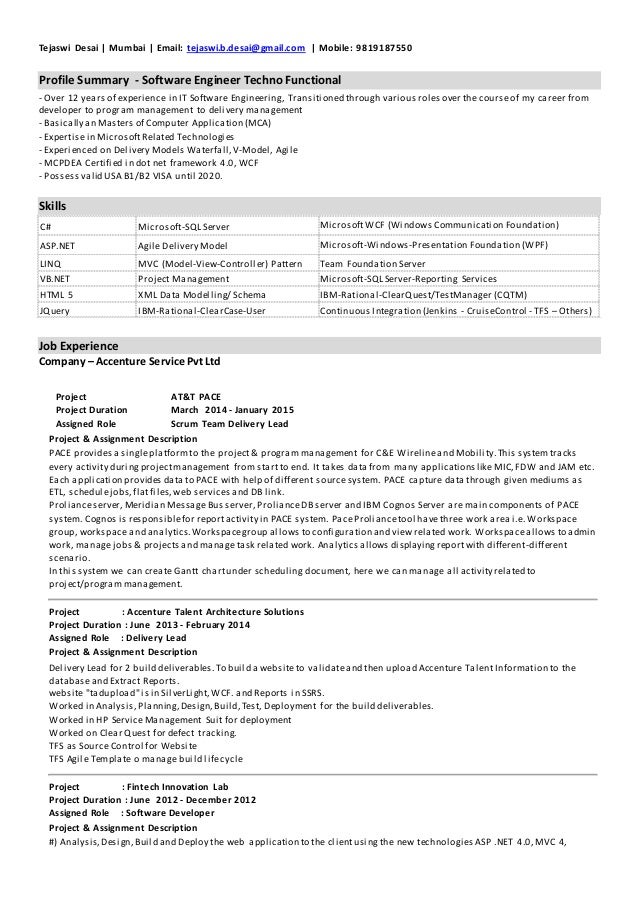 asp resume sample