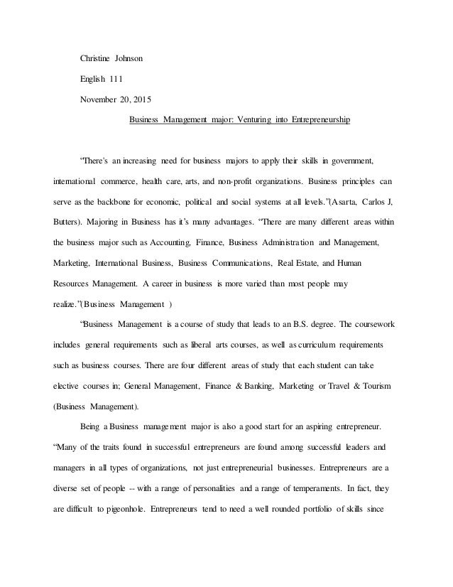 Business major research paper format