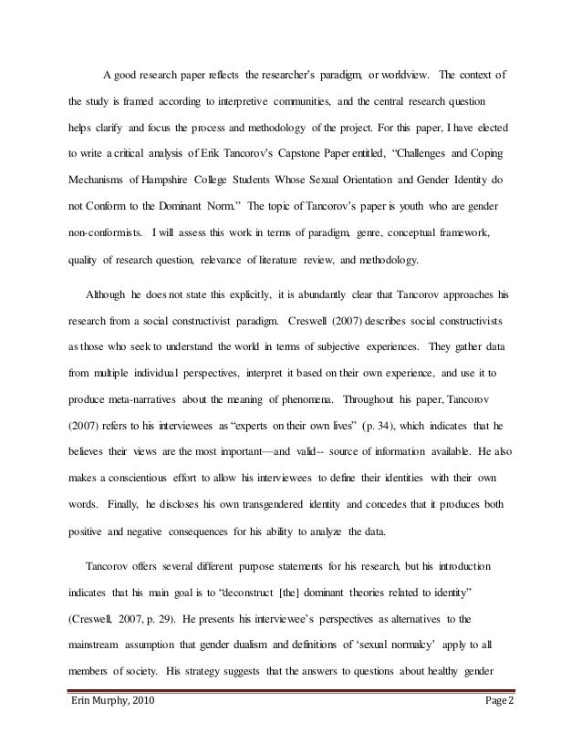 Example of critical essay on article