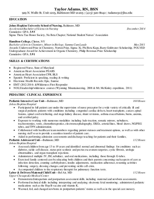 new graduate nurse resume sample