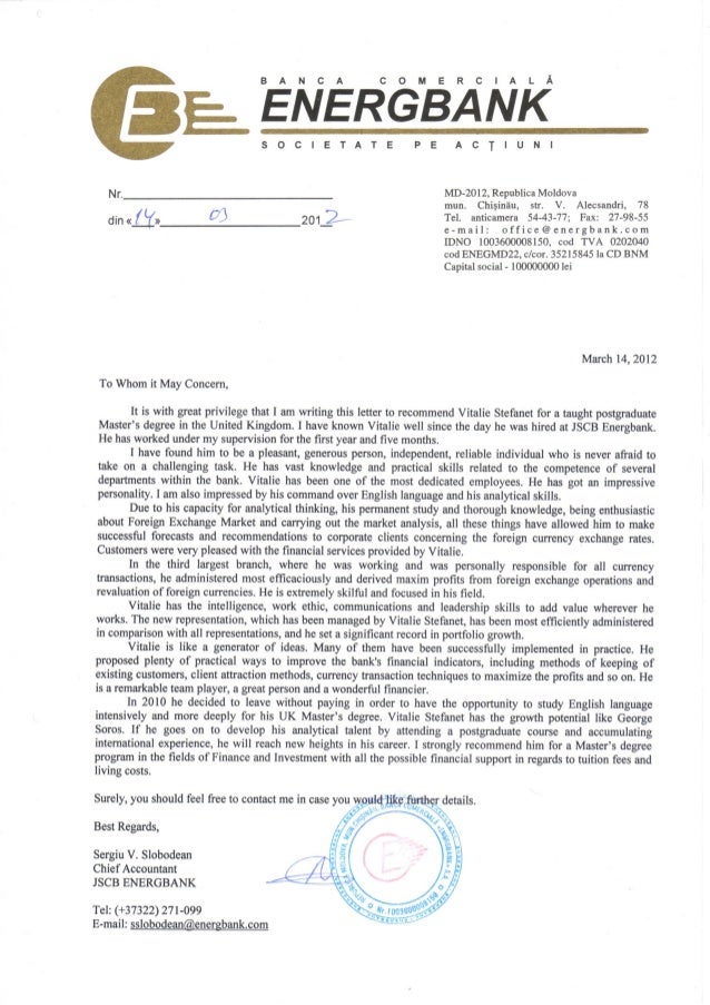 reference letter from mr sergiu slobodean chief letter of recommendation from accountant
