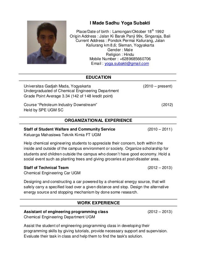 yoga resume