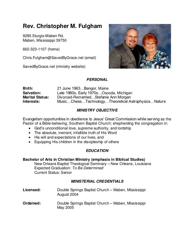 ministry resume template