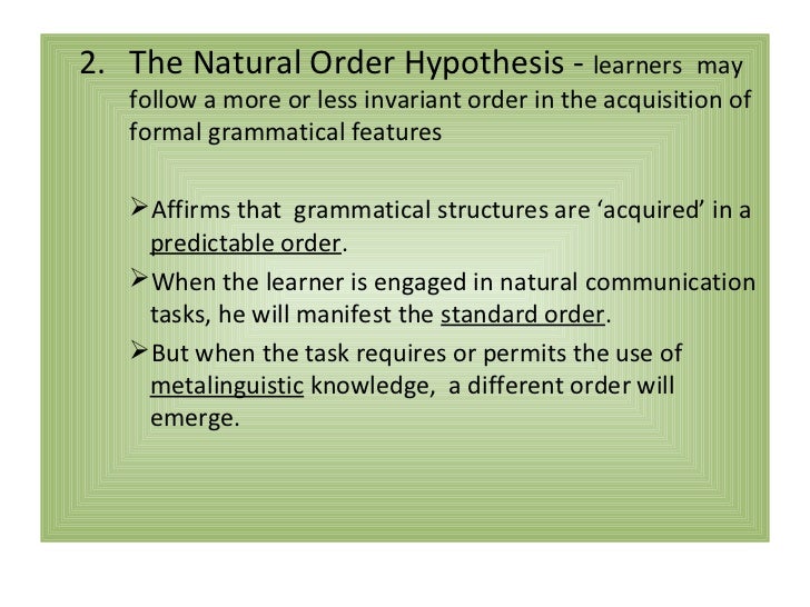 Krashen's Hypotheses on L2 Acquisition
