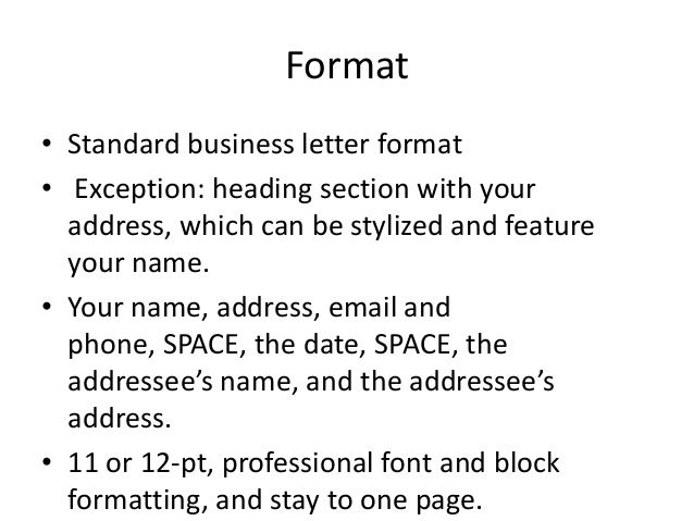 format of a covering letter