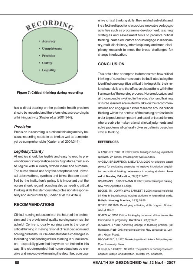 scholarly articles on critical thinking in nursing