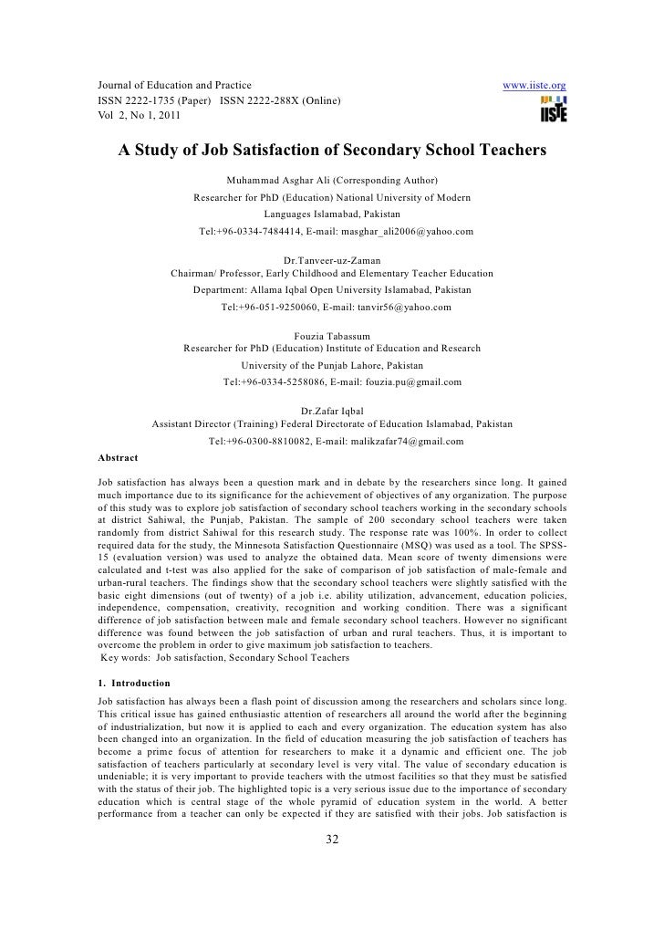 thesis on job satisfaction of teachers thesis on job satisfaction of teachers