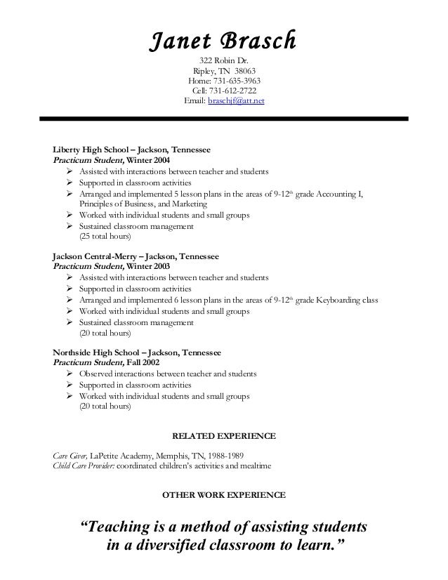 resume for student teachers examples