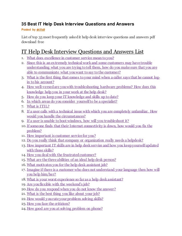 35 best it help desk questions and answers 35 best it help desk questions and answers