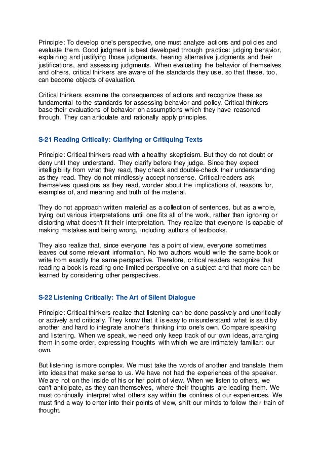 critical thinkers recognize that egocentric thinking is necessary Critical thinking is inward-directed with the intent of maximizing the rationality of the thinker one does not use critical thinking to solve problems one critical thinking is an important element of all of character traits such as egocentrism critical thinking includes. critical thinkers recognize that egocentric thinking is necessary Critical thinking is inward-directed with the intent of maximizing the rationality of the thinker one does not use critical thinking to solve problems one critical thinking is an important element of all of character traits such as egocentrism critical thinking includes.