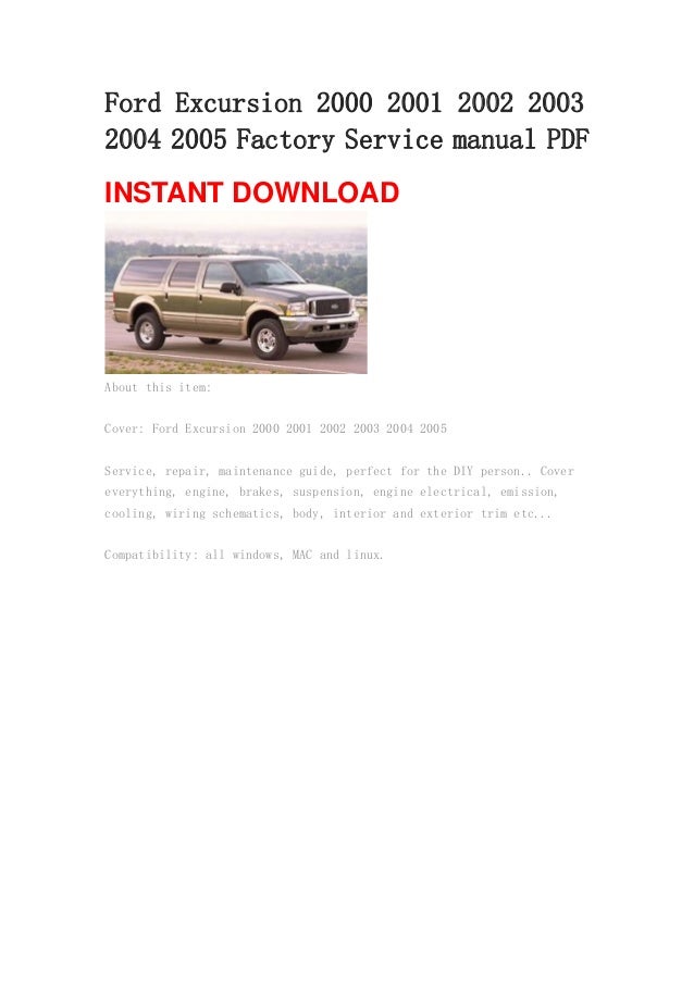 2001 Ford excursion manual download #8