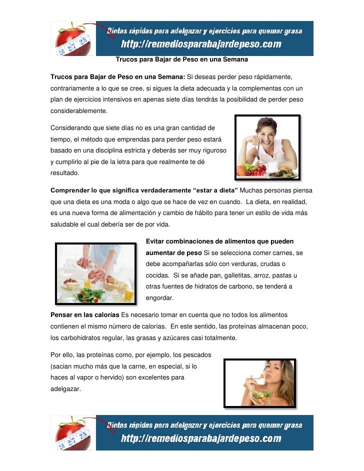 trucos para bajar de peso en una semana trucos para bajar de peso en una semana
