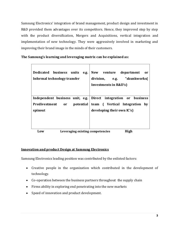 Samsung electronics diversification strategy