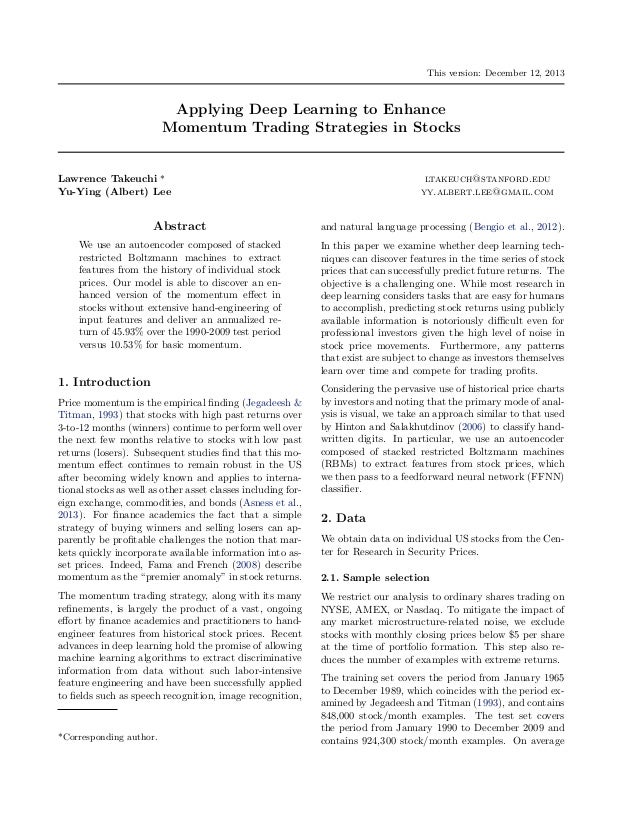 Momentum stock trading strategies