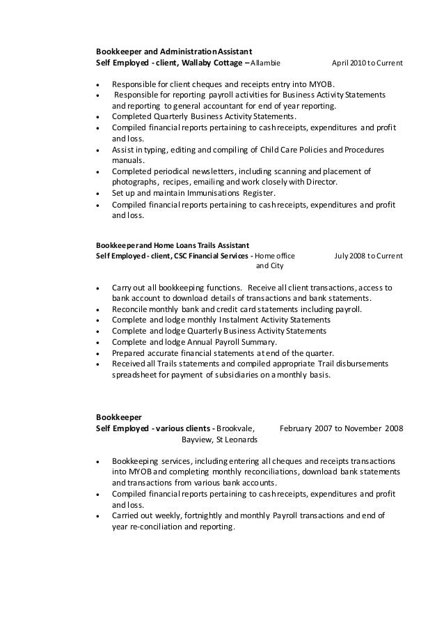 assistant bookkeeper resume april onthemarch co