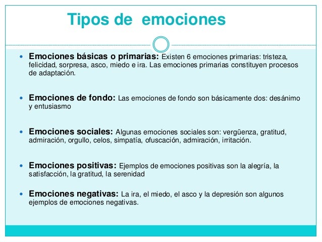 Resultado de imagen para tipos de emociones