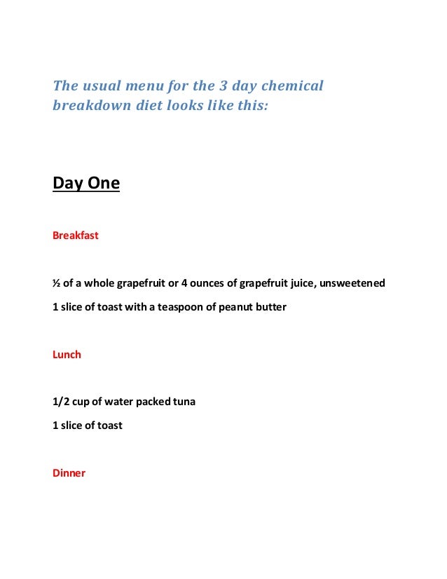 3 Day Chemical Diet Reviews