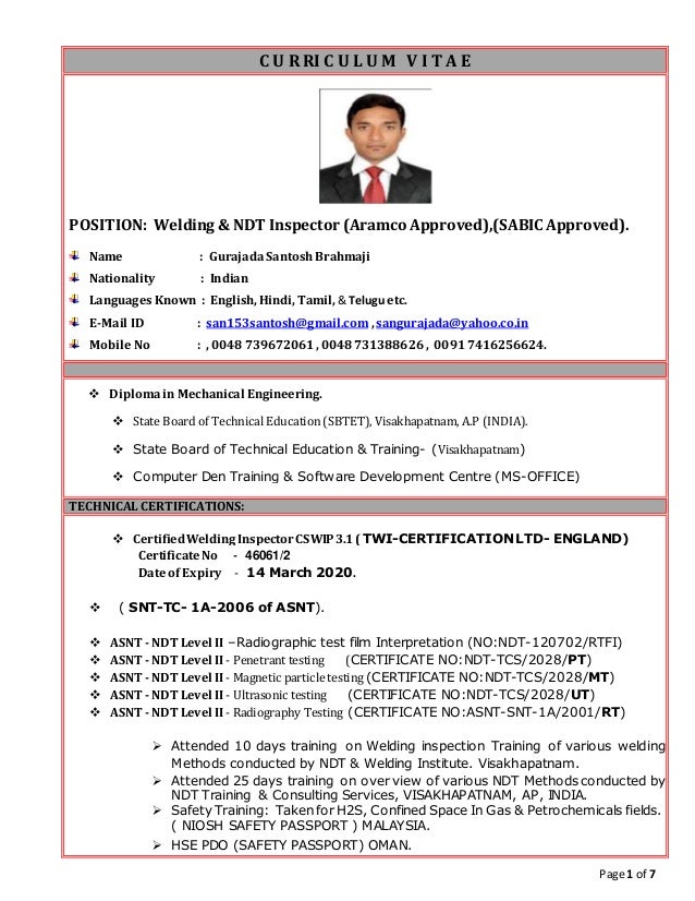 welding resume